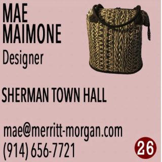 Meet Mae Maimone – The Designer Who Blends Craft, Style & Function ✨👜
📍 Exhibiting at Sherman Town Hall
🗓 December 6 & 7, 10am–4pm

Mae Maimone is a designer known for her line of beautifully handmade quilted bags—each crafted with care, creativity, and purpose. Perfect for overnight getaways, knitting, or craft projects, Mae’s bags combine artistry and practicality in every stitch.

This season, Mae introduces a new line of small bags that can be paired with her one-of-a-kind beaded and jeweled detachable handles, creating the perfect accessory for an elegant evening out. Each piece showcases her eye for design and her love of handmade craftsmanship, offering something both stylish and functional for every occasion.

Discover Mae’s stunning collection in person at the Sherman Town Hall during the Sherman Artists Open Studios Event on Dec 6 & 7 from 10am–4pm. Don’t miss the opportunity to find your next favorite handcrafted piece! ✨🧶

🗺️ Plan Your Tour!
Maps and printed Open Studio brochures are available at:
American Pie, The Daily Market, Limoncello, Sherman Library, and Sherman Wine & Spirits, and online at ShermanArtists.org.