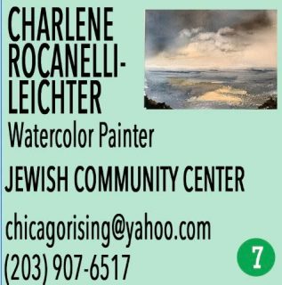 🎨 “Watercolors Make the World Beautiful: The Art of Charlene Rocanelli-Leichter” 🌸
📍 Exhibiting at the Sherman Jewish Community Center (JCC)
🗓 December 6 & 7, 10am–4pm

Charlene Rocanelli-Leichter believes that “Watercolors make the world beautiful” — and when you see her work, it’s easy to understand why. Her paintings capture the soft light, gentle movement, and vibrant colors that bring ordinary moments to life. Each brushstroke seems to dance across the page, blending transparency and texture into something magical. 🎨

Charlene’s art celebrates the beauty that surrounds us — the shimmer of morning light, the calm of a quiet landscape, and the joy found in simple details. Her watercolors invite viewers to pause, breathe, and see the world through a lens of warmth and appreciation.

As a member of the Sherman Artists Association, Charlene brings her love of color and light to this year’s Open Studios, sharing the gentle power of watercolor as a medium that connects emotion and nature in perfect harmony. 🌿💖

✨ Visit Charlene Rocanelli-Leichter at the Sherman JCC during Open Studios, December 6 & 7, from 10am to 4pm, and experience her luminous watercolor paintings up close. Come see how her art truly makes the world more beautiful!

🗺️ Plan Your Tour!
Maps and printed Open Studio brochures are available at:
American Pie, The Daily Market, Limoncello, Sherman Library, and Sherman Wine & Spirits, and on our website at ShermanArtists.org.

@rocanellileichter